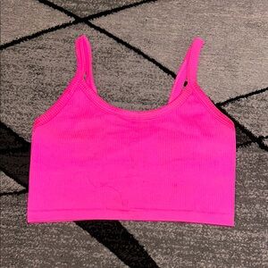 Vibrant Pink Ribbed Crop Top
